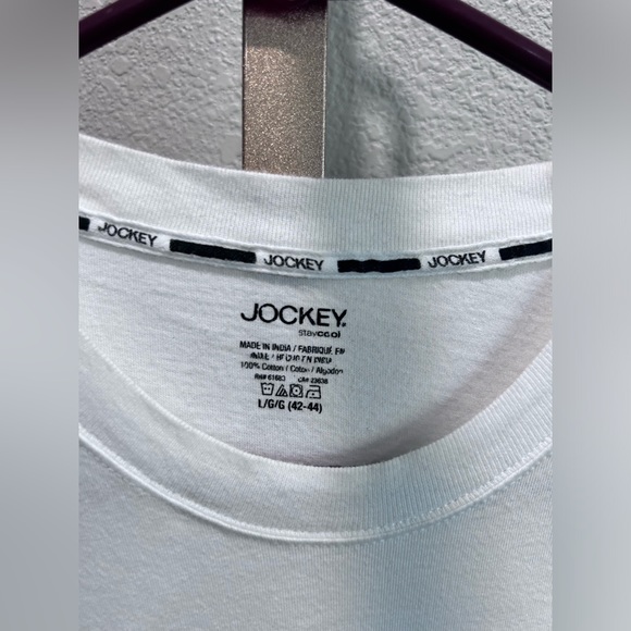NWOT Men’s Jockey White Cotton Tees Size Large - Picture 2 of 5